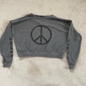 Fifth Sun Sweatshirt Women's Long Sleeve Medium Gray with Peace Symbol